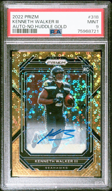 2022 Prizm No Huddle KENNETH WALKER #7/10 RC Gold Prizm Auto PSA 9 Seahawks