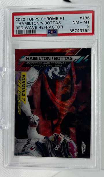 2020 TOPPS CHROME F1 #196 LEWIS HAMILTON BOTTAS RC Red Wave /5 PSA 8  SHIPPED FROM CANADA TRACKED UPS