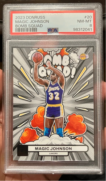 2023 Panini Donruss Bomb Squad Magic Johnson # 20 PSA 8