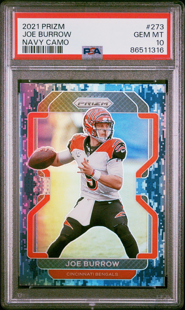 2021 Panini Prizm Joe Burrow Navy Camo #/25 SSP! PSA 10