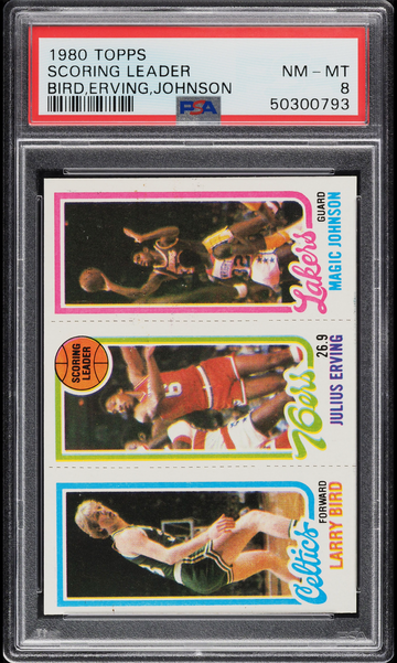 1980 Topps Larry Bird Magic Johnson Rookie Card RC Dr. J Julius Erving PSA 8 NM-MT