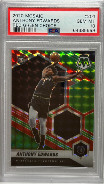 Anthony Edwards 2020-21 Mosaic Choice Red Green Prizm Rookie RC #201 PSA 10 Gem