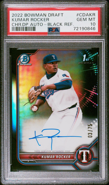 2022 Bowman Draft Kumar Rocker Chrome Auto Black Refractor /75 PSA 10