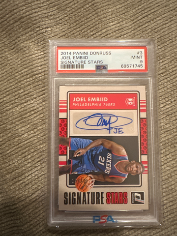 Rare Joel embiid Rc … 2014 donruss signature stars PSA 9