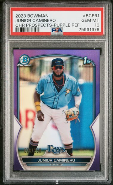 2023 Bowman Chrome Junior Caminero Purple Refractor PSA 10 /250