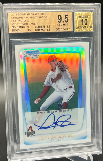 2011 bowman chrome Trevor Bauer refractor auto bgs 9.5 /500