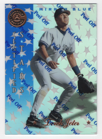 1997 PINNACLE CERTIFIED MIRROR BLUE # 141 DEREK JETER HOF