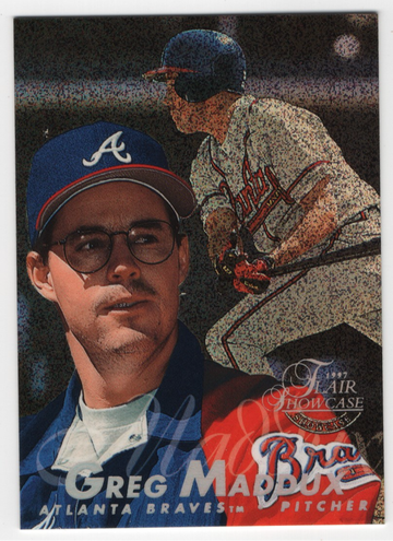 1997 FLAIR SHOWCASE ROW 0 # 44 GREG MADDUX HOF