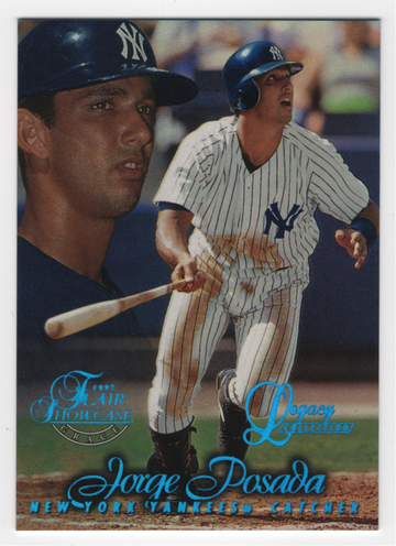 1997 FLAIR SHOWCASE LEGACY ROW 1 - 039 OF 100 JORGE POSADA  # 117 hof