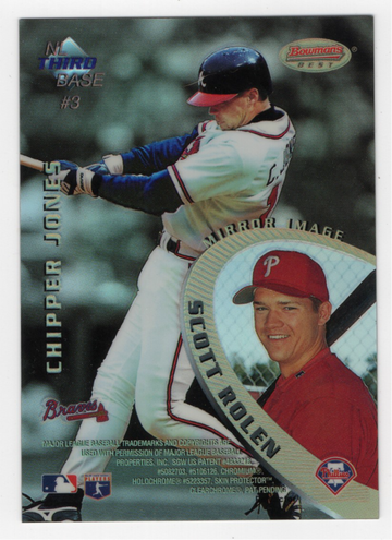 1996 BOWMAN'S BEST REFRACTOR MIRROR IMAGE JONES ROLEN BOGGS ARIAS # 3 HOF