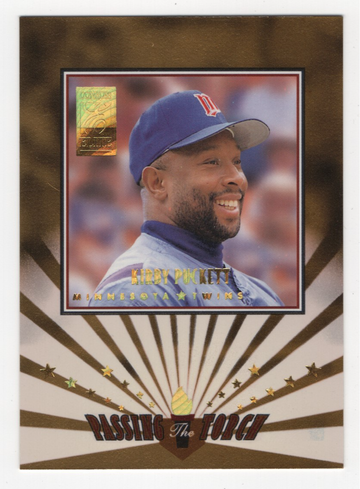 1997 DONRUSS ELITE PASSING THE TORCH 0468 OF 1500 KIRBY PUCKETT ANDRUW JONES # 6 HOF