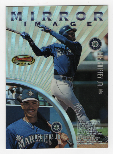1997 BOWMAN'S BEST REFRACTOR MIRROR IMAGE GRIFFEY JR CRUZ JR BONDS JONES # MI5 HOF