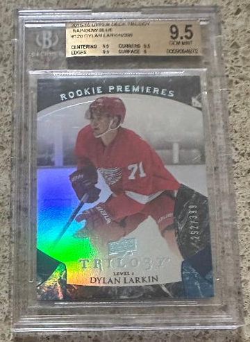 🔥 2015-16 UPPER DECK TRILOGY RAINBOW BLUE #120 DYLAN LARKIN GEMMINT 9.5 292/399