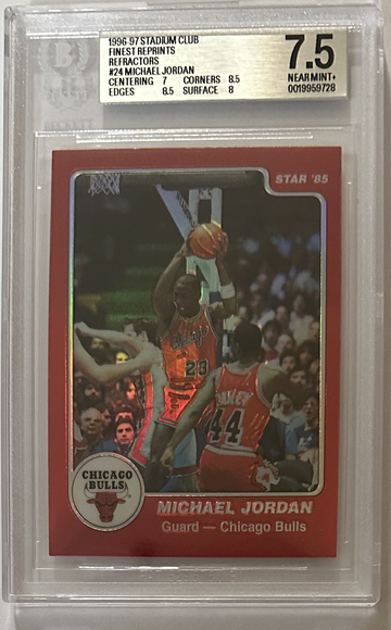 🔥 1996-97 STADIUM CLUB FINEST REPRINT REFRACTORS MICHAEL JORDAN #24 HOF BGS 8.0
