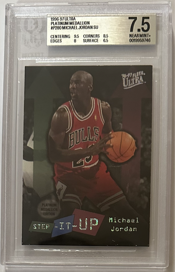 🔥 🔥 1996-97 ULTRA PLATINUM MEDALLION MICHAEL JORDAN STEP-IT-UP # P-280 HOF SSP