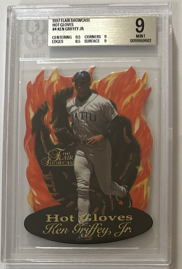 🔥 1997 FLAIR SHOWCASE HOT GLOVES KEN GRIFFEY Jr HALL OF FAMER BGS 9 SHORT PRINT