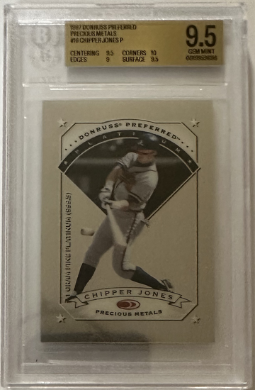 🔥🔥 1997 DONRUSS PREFFERED PRECIOUS METALS PLATINUM CHIPPER JONES HOF #16 16/25