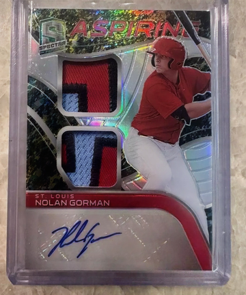 2021 Panini Spectra Nolan Gorman Hyper Prizm Aspiring Dual Patch Auto