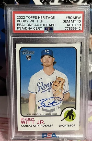 2022 Topps Heritage Bobby Witt Jr Real One Rookie Autograph ROABW PSA 10 Auto 10