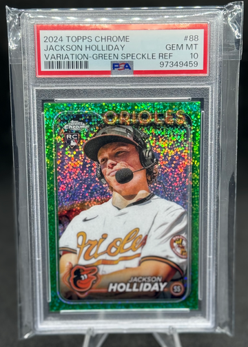2024 Topps Chrome Jackson Holliday Image Variation Green Speckle /99 88 PSA 10