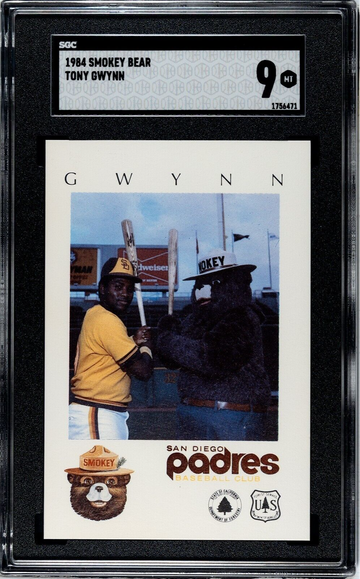 1984 Smokey Bear San Diego Padres Fire Safety Tony Gwynn SGC 9 Mint