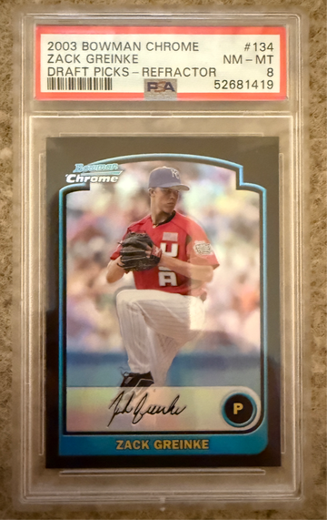 2003 Bowman Chrome Zack Greinke Refractor PSA 8