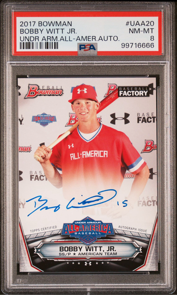 2017 Bowman Bobby Witt Jr Auto Under Armor All American Auto 2024 PSA 8 Royals