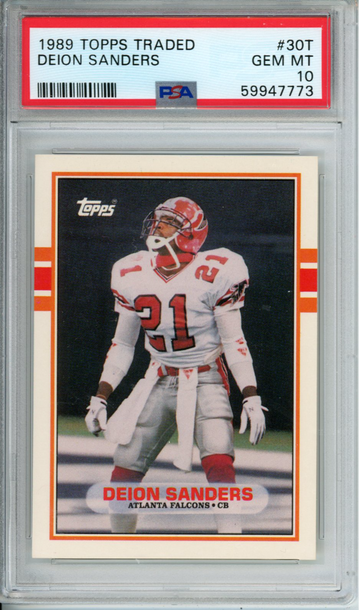 DEION SANDERS 1989 Topps Traded #30T ROOKIE PSA 10 GEM Mint Falcons Cowboys 49ers