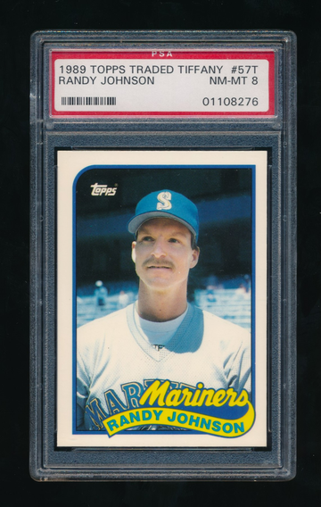 1989 Topps Traded Tiffany #57T, Randy Johnson RC PSA 8 NMMT
