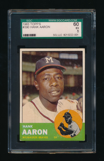 1963 Topps #390, Hank Aaron SGC 5 EX, Centered