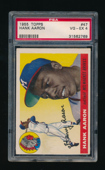 1955 Topps #47, Hank Aaron PSA 4 VGEX -some wear to psa case