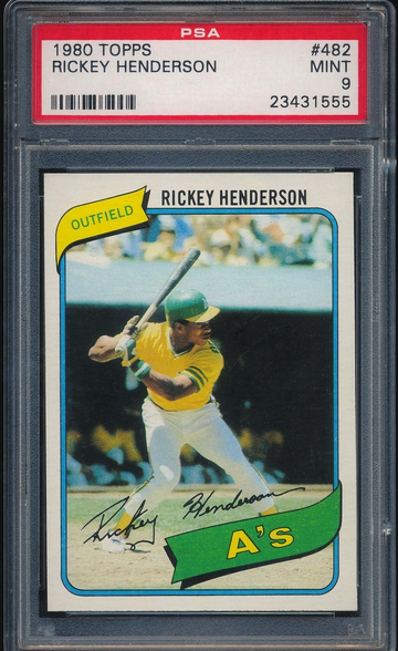1980 Topps #482, Rickey Henderson RC PSA 9 MINT