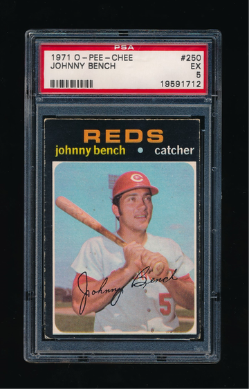 1971 OPC #250, Johnny Bench, PSA 5 EX