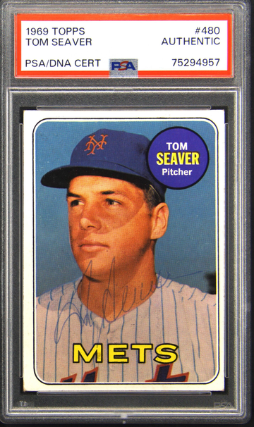 1969 Topps #480, Tom Seaver Signed PSA DNA Auto Vintage