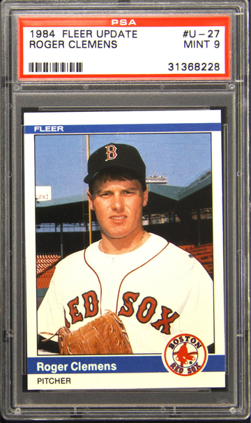 1984 Fleer Update #U27, Roger Clemens RC PSA 9 MINT Centered