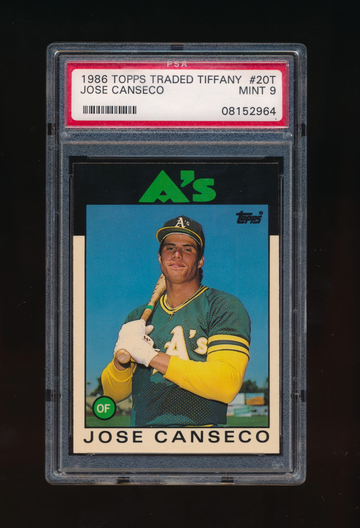 1986 Topps Traded Tiffany #20T, Jose Canseco PSA 9 MINT