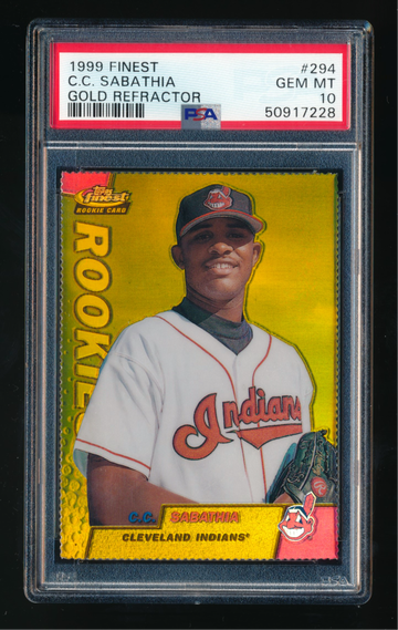 1999 Topps Finest #294, CC Sabathia GOLD Refractor /100, PSA 10 !