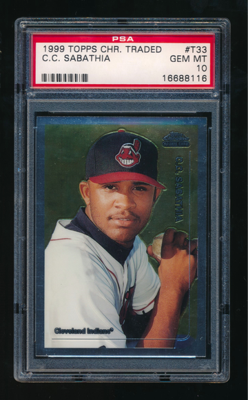 1999 Topps Traded Chrome #T33, CC Sabathia RC, PSA 10 Gem Mint