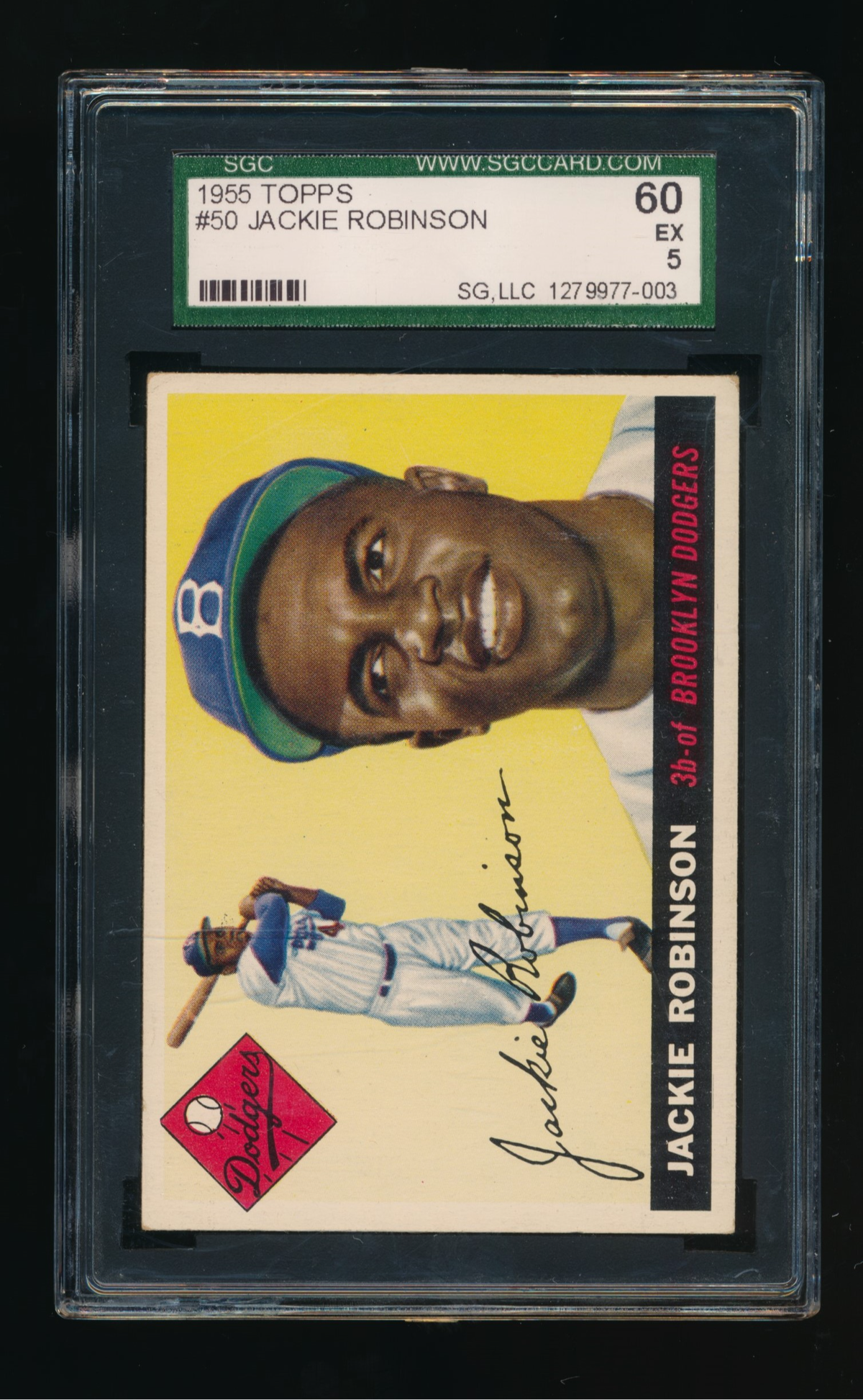1955 Topps #50, Jackie Robinson SGC 60 EX 5 Nice Centering, Rare White ...