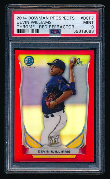 2014 Bowman Chrome Prospects Devin Williams RC SP Red Refractor /5 PSA 9 MINT