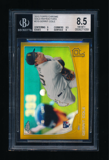 2013 Topps Chrome #10, Gerrit Cole Gold Refractor RC BGS 8.5 Looks Better