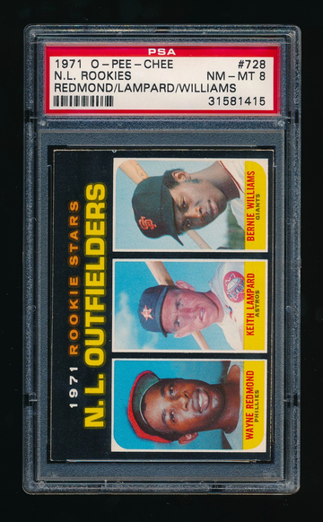 1971 OPC #728, NL Outfielders Bernie Williams RC PSA 8 NMMT (!) 