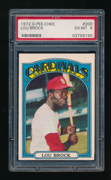 1972 OPC #200, Lou Brock PSA 6 EXMT 
