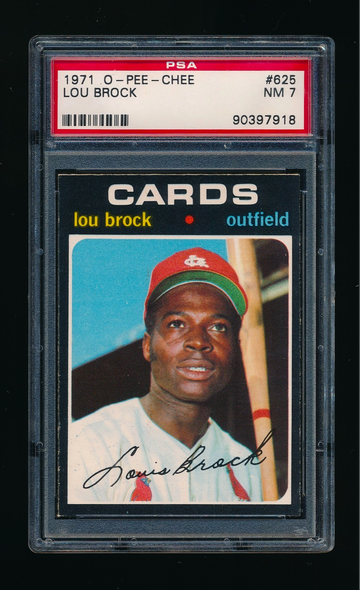 1971 OPC #625, Lou Brock PSA 7 (!) NM Centered