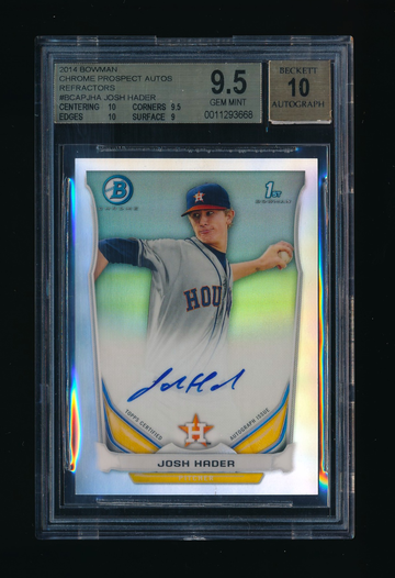 2014 Bowman Chrome Josh Hader RC Auto Refractor /500, BGS 9.5 10 HI Subs
