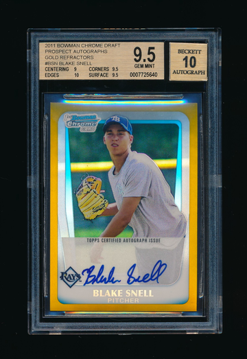 2011 Bowman Chrome Draft Blake Snell SP GOLD Refractor Auto RC /50 BGS 9.5 10