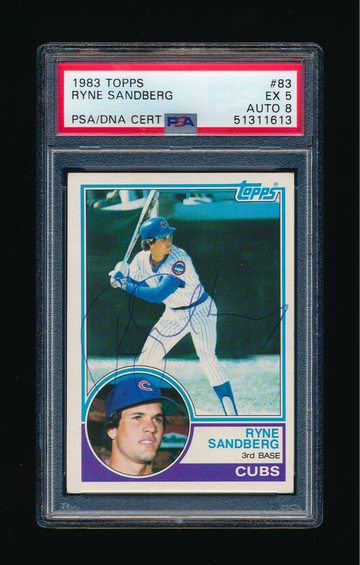 1983 Topps #83, Ryne Sandberg RC Auto PSA 5 Vintage Signature