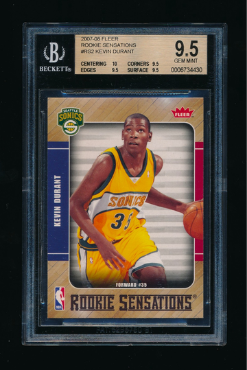 2007 Fleer Rookie Sensations #RS2, Kevin Durant BGS 9.5 10 Centering