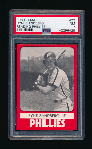 1980 TCMA Reading Phillies #22, Ryne Sandberg Minor League RC PSA 7 NM *SUPER RARE
