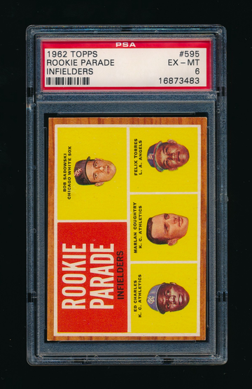 1962 Topps #595, Rookie Infielders Ed Charles RC, PSA 6 